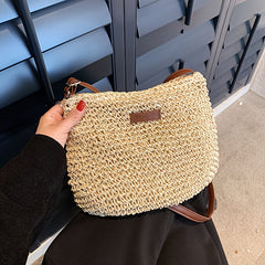 Woven Straw Bag Retro Mini Crossbody Bag for Travel Holiday Beach