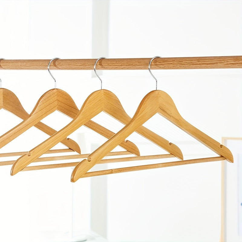 5pcs Solid Wood Clothes Hanger Non-slip Wardrobe Wooden Hanging Clothes Rack