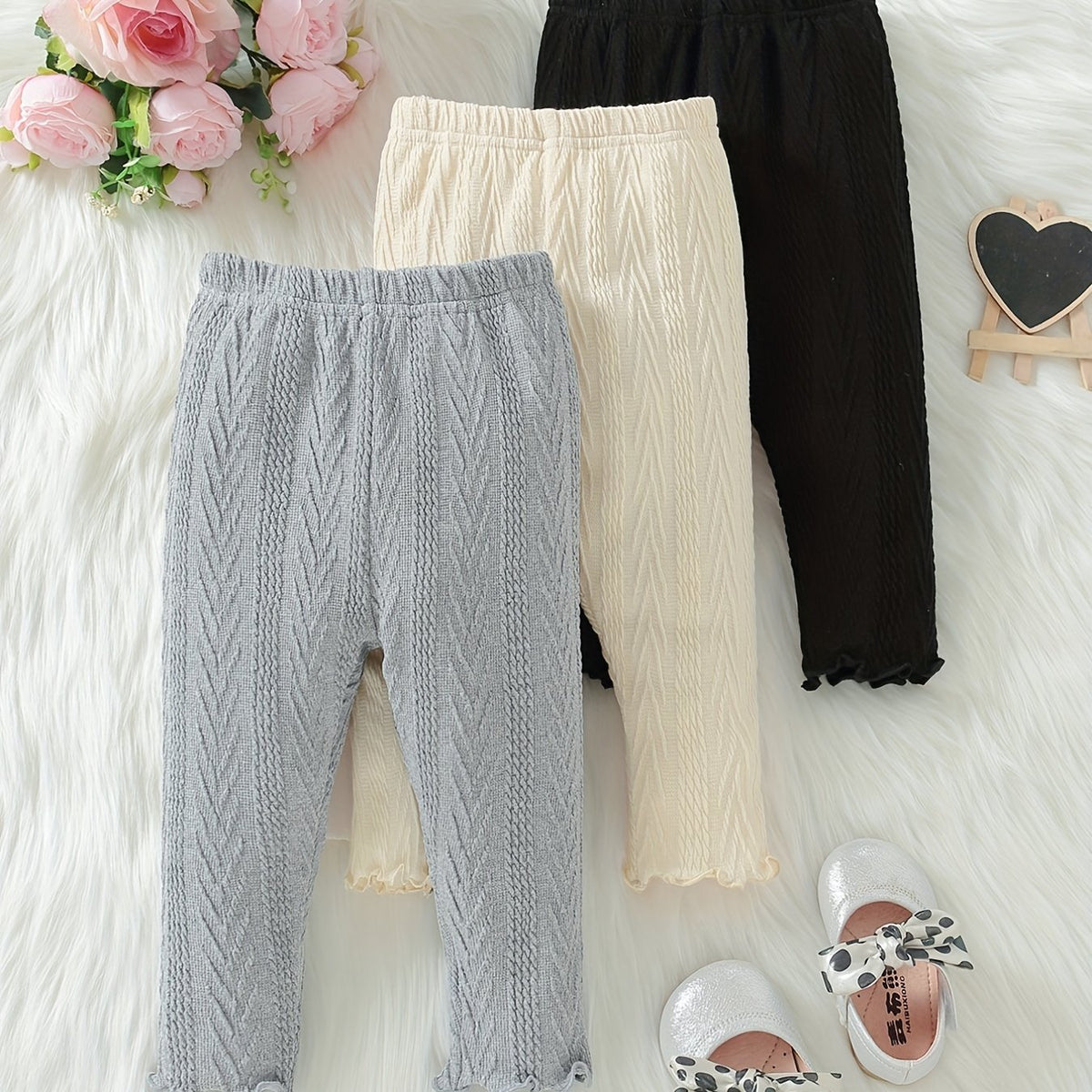 Baby Girls Geometric Knit Leggings 3pcs Set
