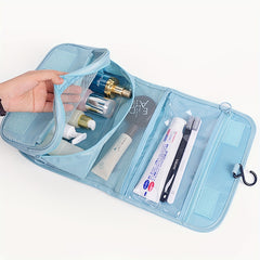 Portable Travel Toiletry Bag Waterproof Storage Mesh Pockets Hook Cosmetic Bag