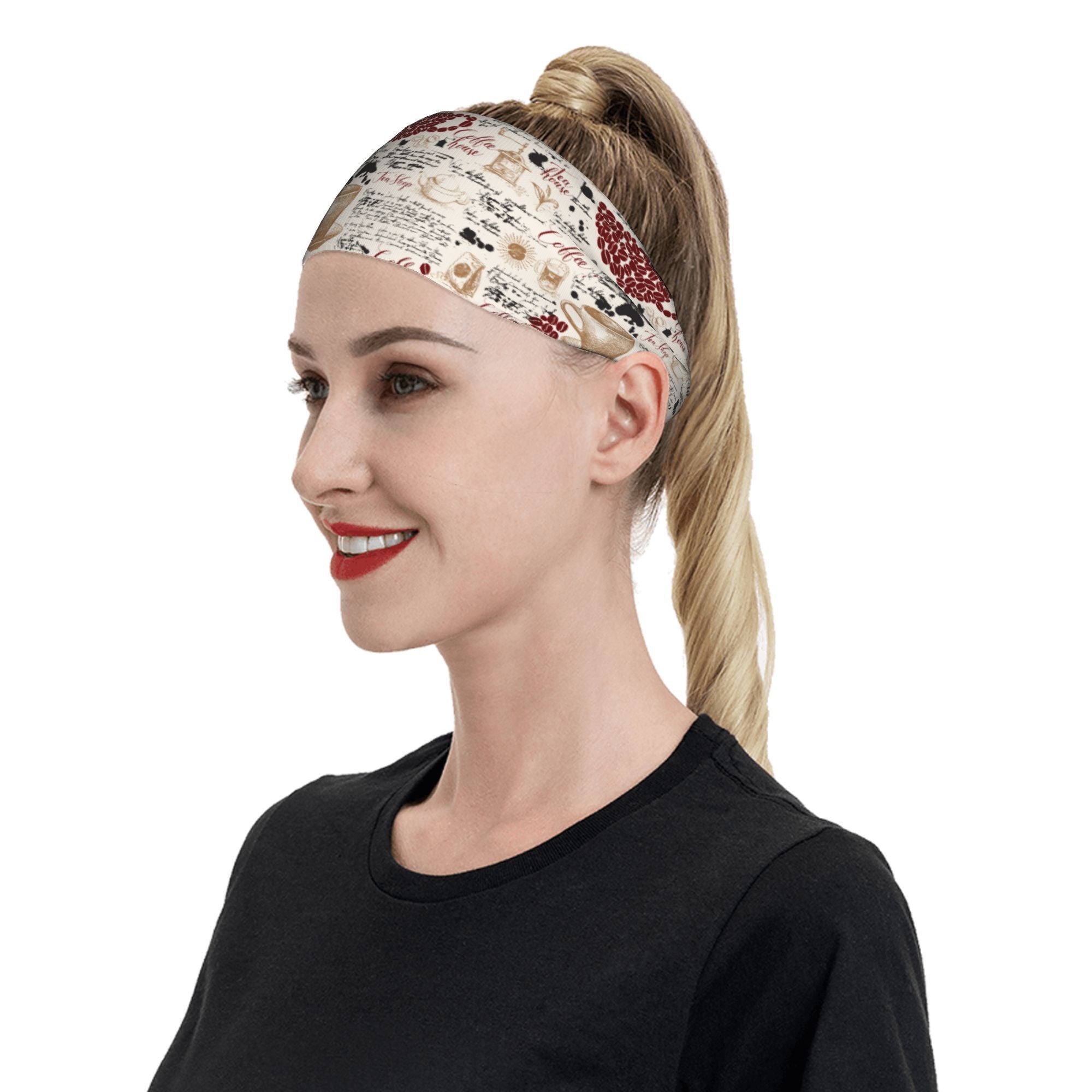 Vintage Coffee Themed Headband Coffee Cup & Bean Design