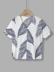 Faux Pearl Button Blouse V Neck Short Sleeve Women's Top