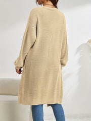 Long Length Knit Cardigan Open Front Sweater Women's Clothing