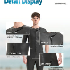 3mm Leather Smooth Men Wetsuit Surf Snorkeling Diving Suit Diving Equipment