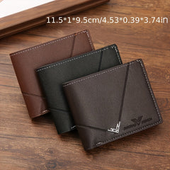 Compact Card Mens Wallet Durable Horizontal Stitching Young Men Unique Lychee