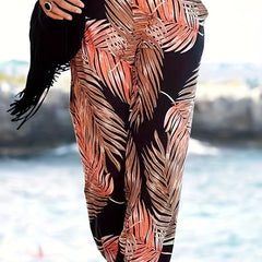 Women's Plus Leaf Print Lantern Trousers