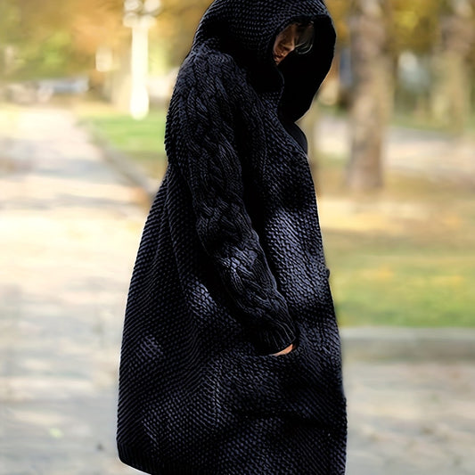Hooded Cardigan Button Front Long Sleeve Sweater