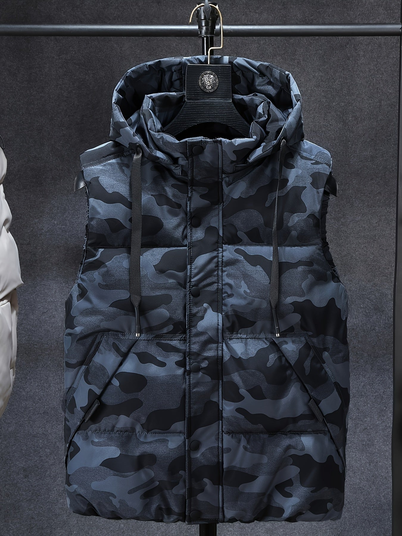 Men Sleeveless Down Thermal Hooded Vests Jackets Zipper Outdoor Winter Casual