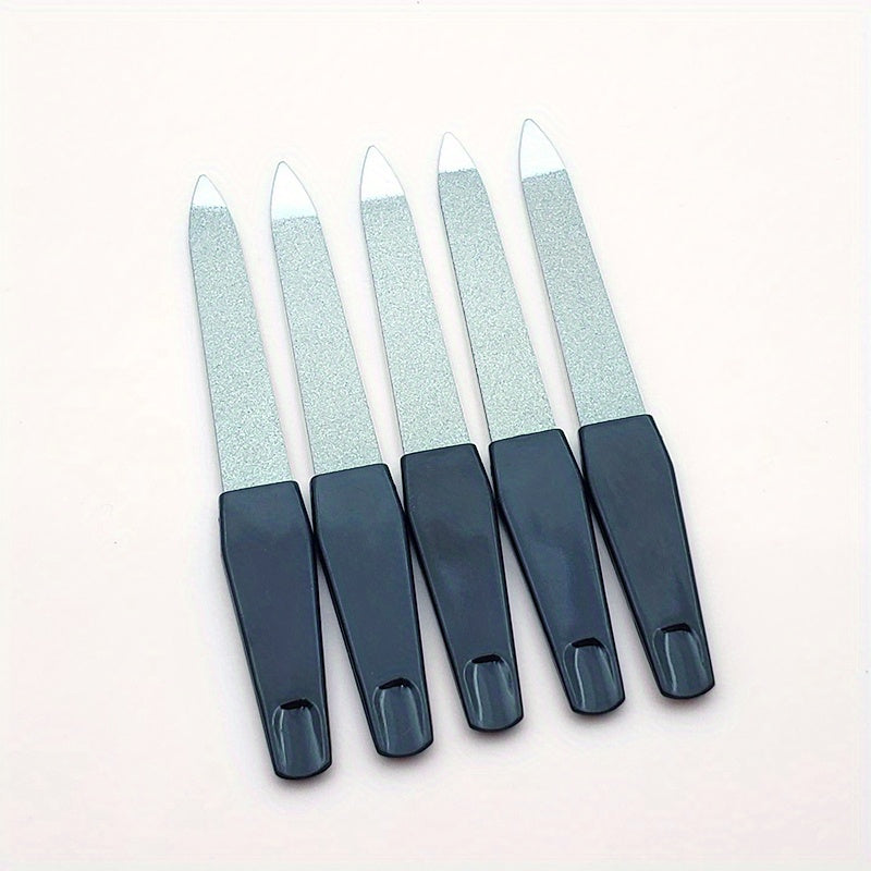 5Pcs Stainless Steel Nail File with Plastic Handle for Manicure/Pedicure