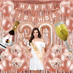 30th Birthday Decorations For Women Happy Birthday Banner Kits
