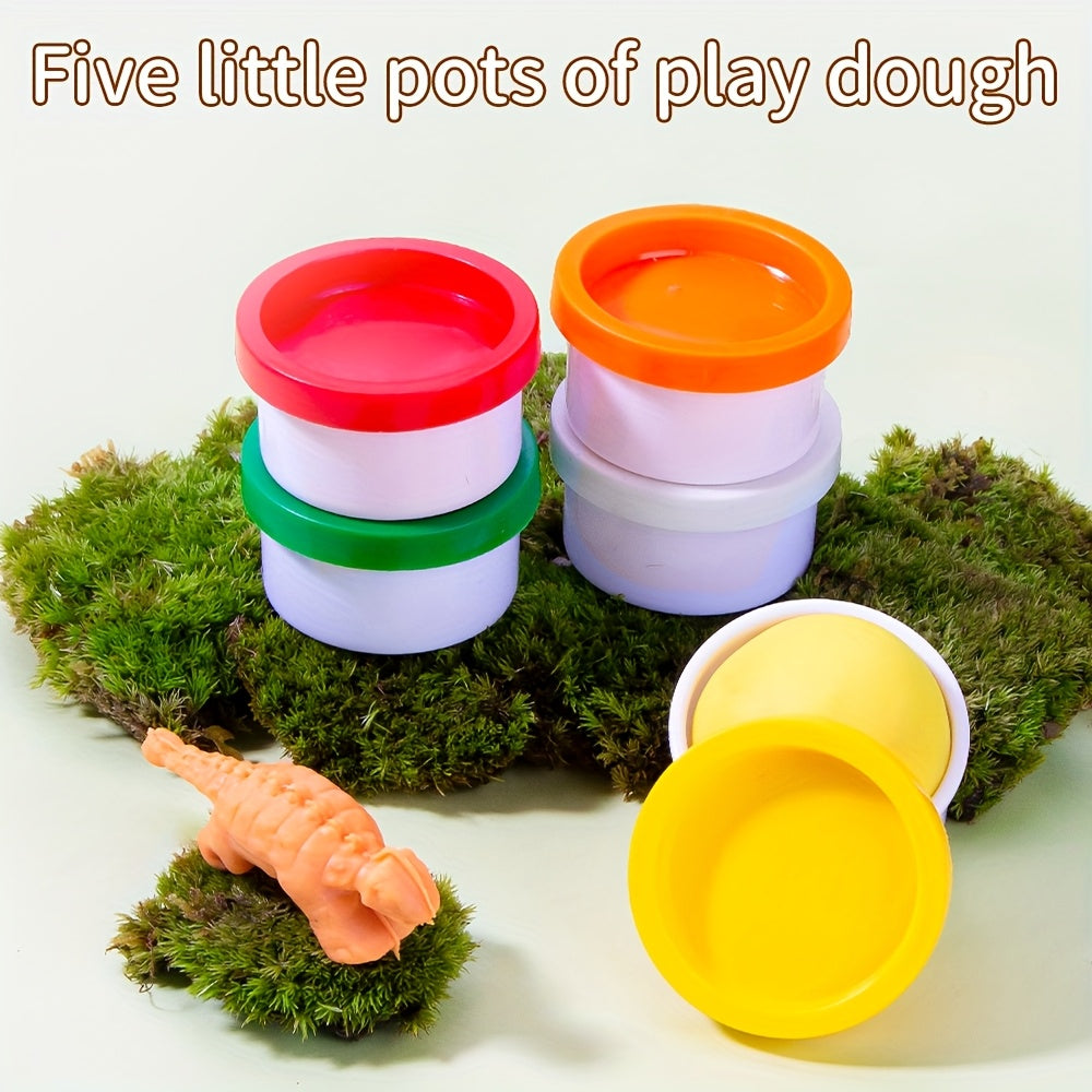 Dinosaur Clay Pretend Play Toy Set with Models, Molds, Tools