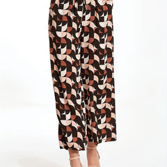 Women's Plus Geometric Print High Rise Wide Leg Trousers With Pockets