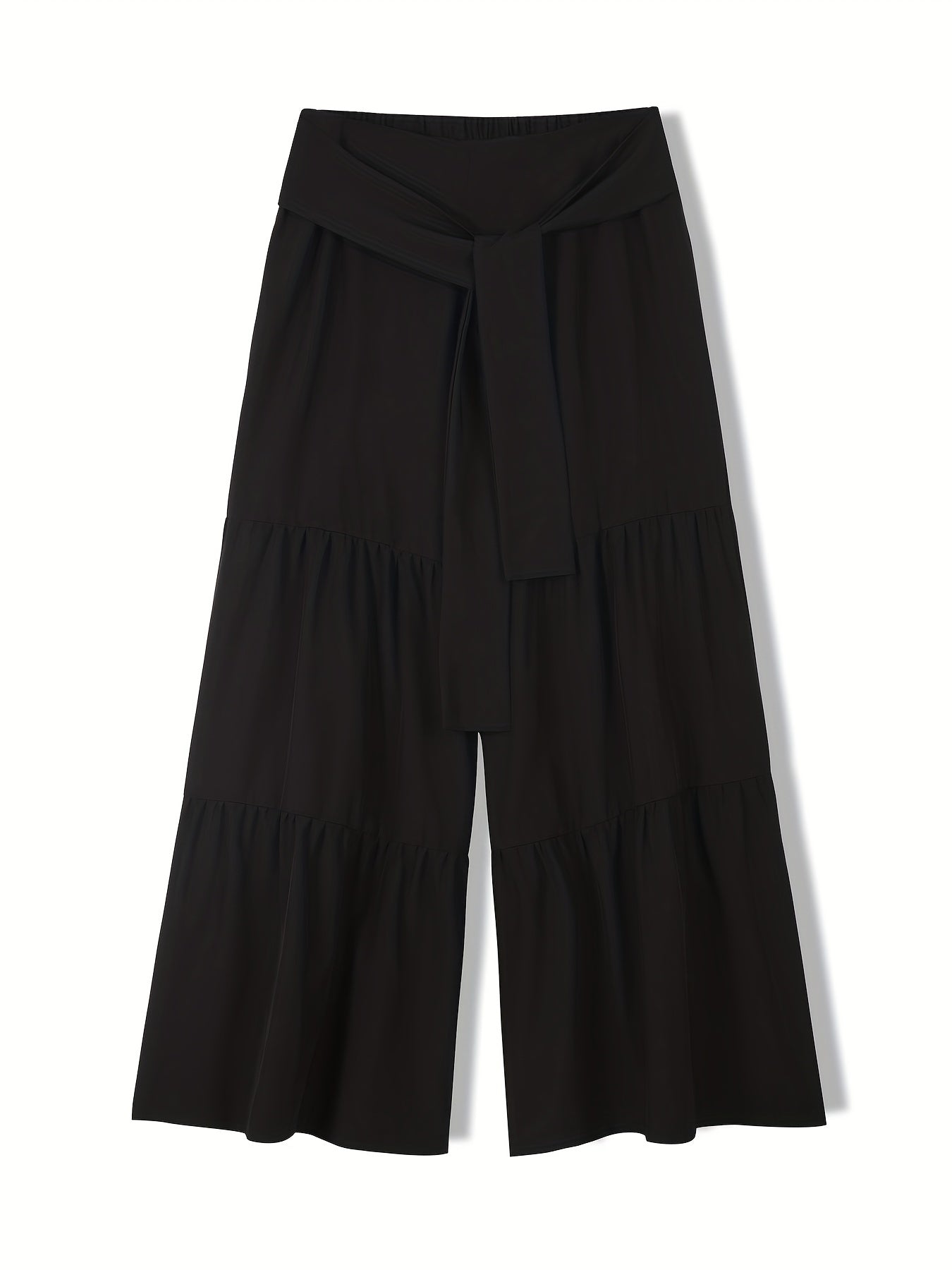  Solid High Rise Smock Wide Leg Trousers