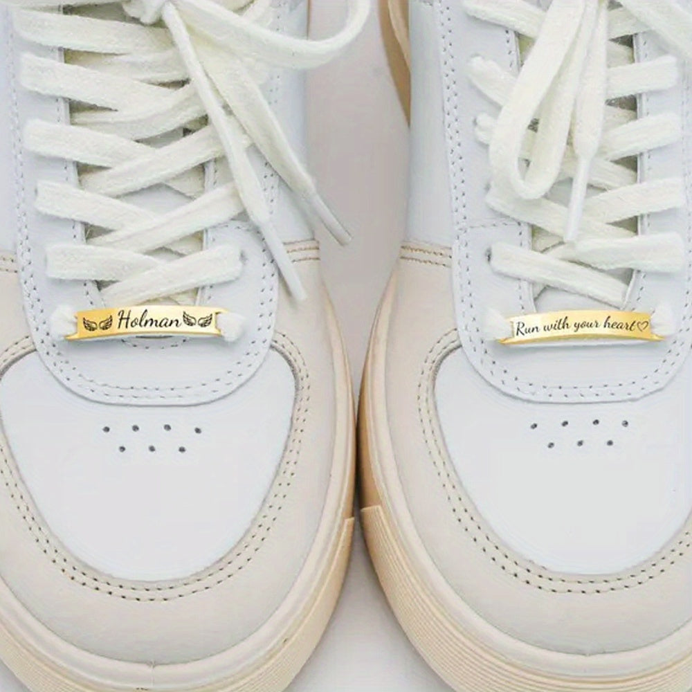2pcs Custom Engraved Shoe Lace Buckles - Personalized Name & Message Tags