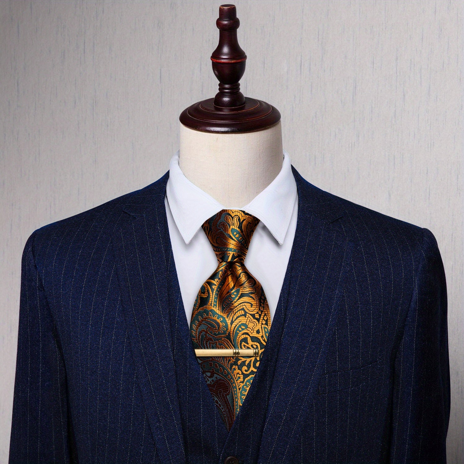 Paisley Silk Tie Set For Men Wedding Neck Tie Clips Men's Gift
