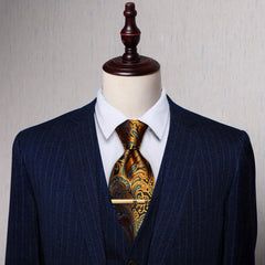 Paisley Silk Tie Set For Men Wedding Neck Tie Clips Men's Gift