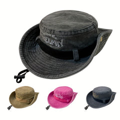 Vintage Embroidery Bucket Hat Distressed Western Cowboy Boonie Hats Men Women