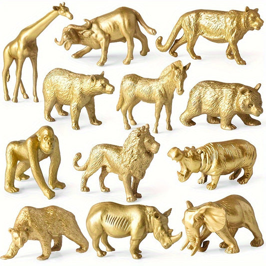 12pcs Mini Wildlife Animal Figures Set PVC Jungle Safari Playset