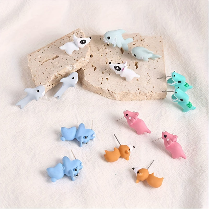 Animal Cartoon Stud Earrings Funny Bite Ear Piercing Jewelry