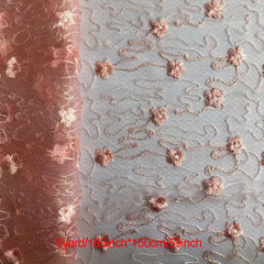 Diamond Mesh Polyester Silk Lace Embroidery Fabric Wedding Dress 0.91m - 4.57m