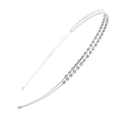 Rhinestone Double Row Hair Hoop Headwear Faux Pearl Headband