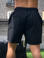 Men's Solid Loose Shorts w/ Pockets Drawstring Active Breathable Comfy