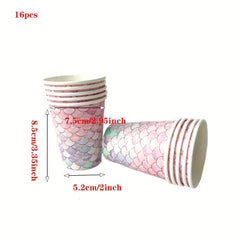 Mermaid Party Tableware Set - Plates Cups Napkins Banner Tablecloth