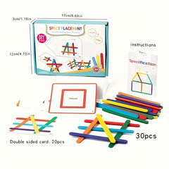 Colorful Wooden Stacking Rods Toy Educational Shape Sorter with Blocks