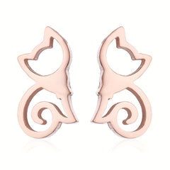 2pcs Men's Kitten Ear Studs Stainless Steel Ear Accessories