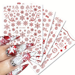 9pcs Christmas Nail Art Stickers Snowflake Elk Christmas Tree Nails