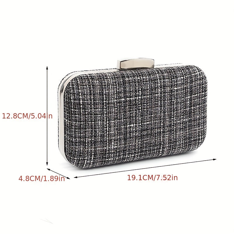 Elegant Plaid Kiss Lock Chain Clutch Evening Bag