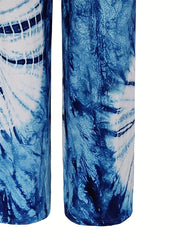  Boho Pants Women's Tie Dye Ruched Wide Leg Trousers