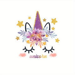Unicorn Eyelashes Golden Stars Wall Sticker Backdrop Living Room Decor