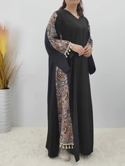  Boho Abaya Dress Women's Paisley Print Maxi Dress
