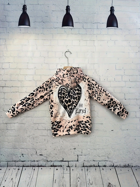 Leopard Print Hoodies Girls Comfy Hooded Pullover Kids Clothes