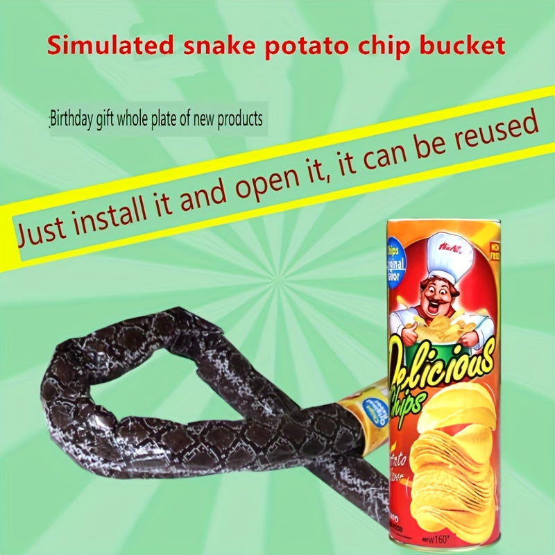 Prank Potato Chip Can with Spring Snake Joke Toy Adults Birthdays Gag Gift
