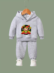 Elf Print Girls Hoodies Jogger Pants Set for Sports Spring Fall
