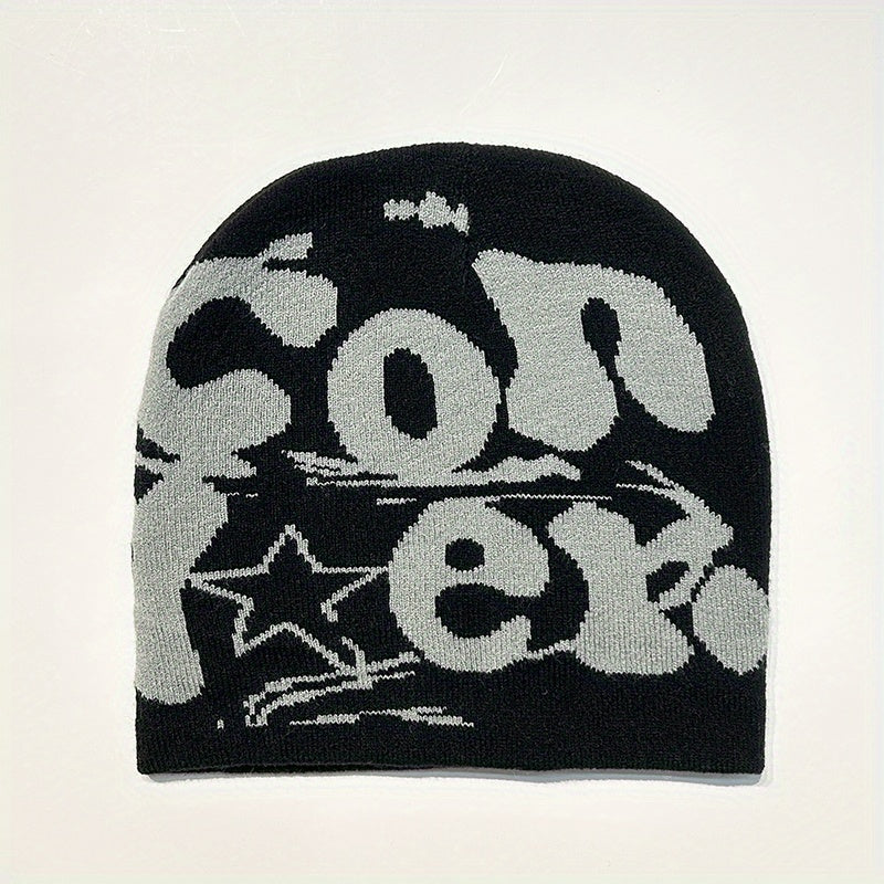 Sport Windproof Knit Beanie Hat With CON Letter Embroidery
