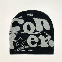Sport Windproof Knit Beanie Hat With CON Letter Embroidery