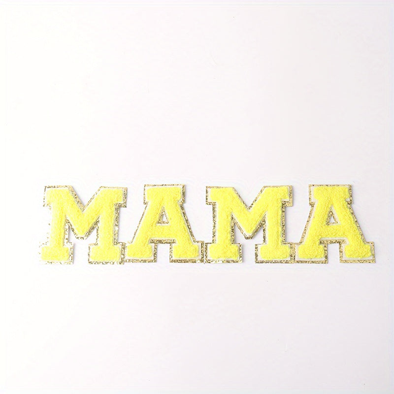 4pcs Iron On English Letters Stickers Towel Patches MAMA Clothes Accessories