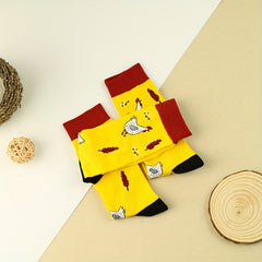Cartoon Chicken Print Comfy Socks Women's Stockings