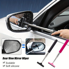 Car Rearview Mirror Wiper Long Handle Cleaning Tool 38.5in
