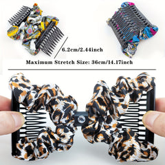 Vintage Magic Hair Combs Leopard Print Hair Side Comb Stretch Clips Bun Maker