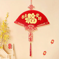 Fan shaped Blessing Tassel Hanging Ornament Fu Tassel Decoration