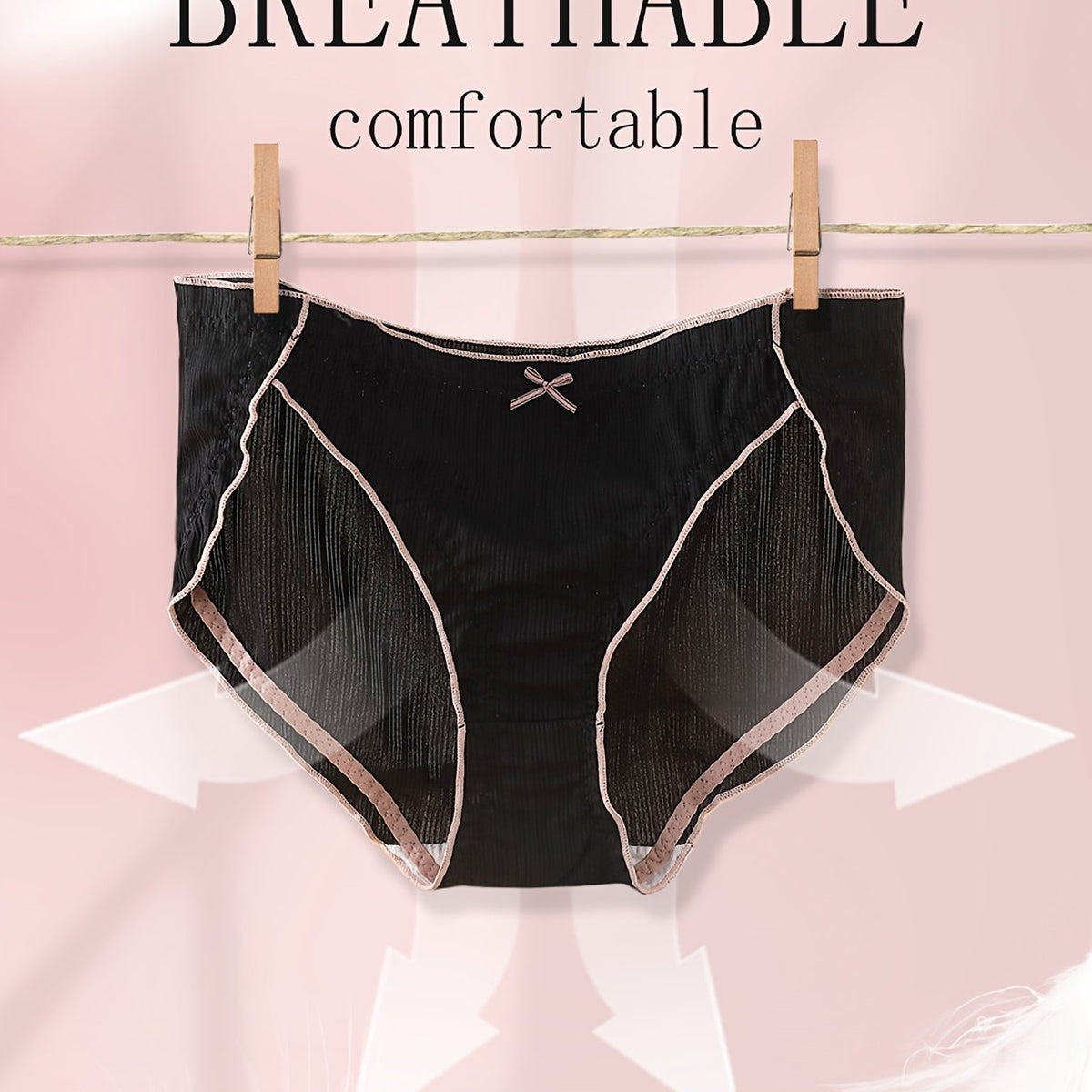  Panty Women's Plus Contrast Trim Low Waist Mini Bow