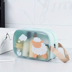 Waterproof Cosmetic Bag PVC Transparent Zippered Toiletry Bag With Handle Strap