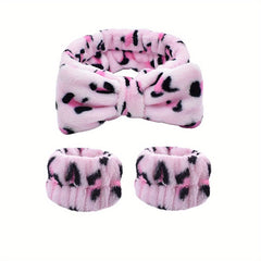 Leopard Pattern Headband & Wristband Set for Women Girls