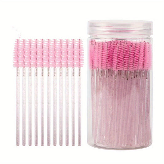 100pcs Eyelash Brushes with Container for Extensions and Makeup