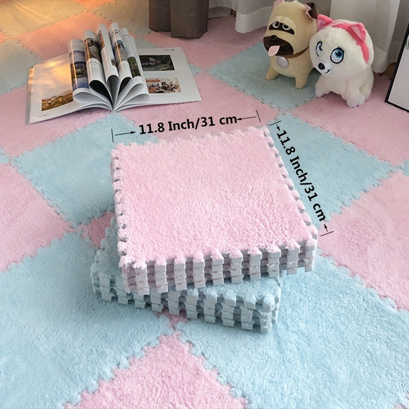 10pcs DIY Puzzle Plush Carpet 11.8''X11.8'' Back To School Supplies
