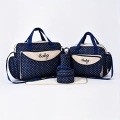 Polka Dot Large Mommy Bag 5pc Set Portable Mother Baby Diaper Bag